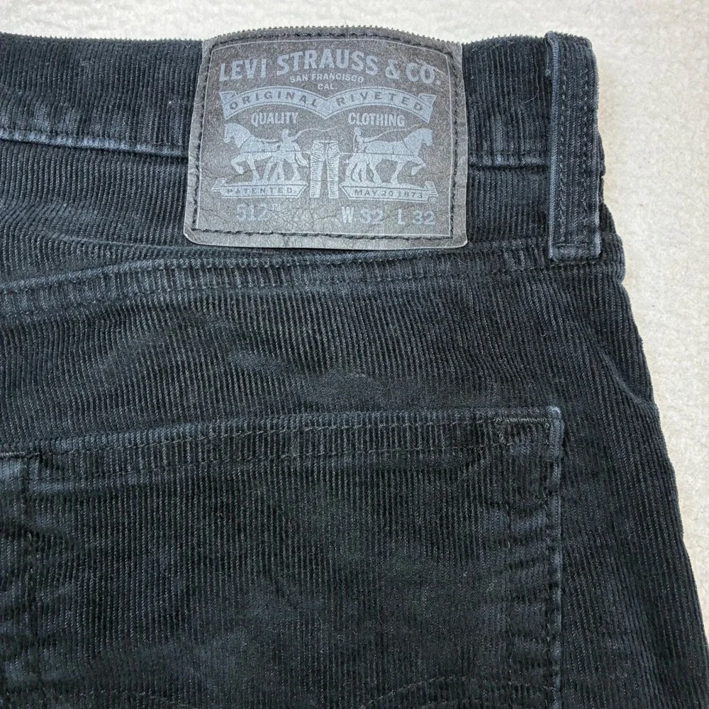 Levis 512 Corduroy Pants Mens 32x32 Black Slim Tapered Preppy Casual‎ Chino